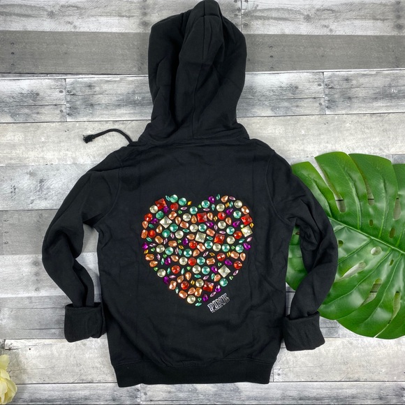 PINK Victoria's Secret Sweaters - Victoria Secret VS pink jeweled jacket hoodie M